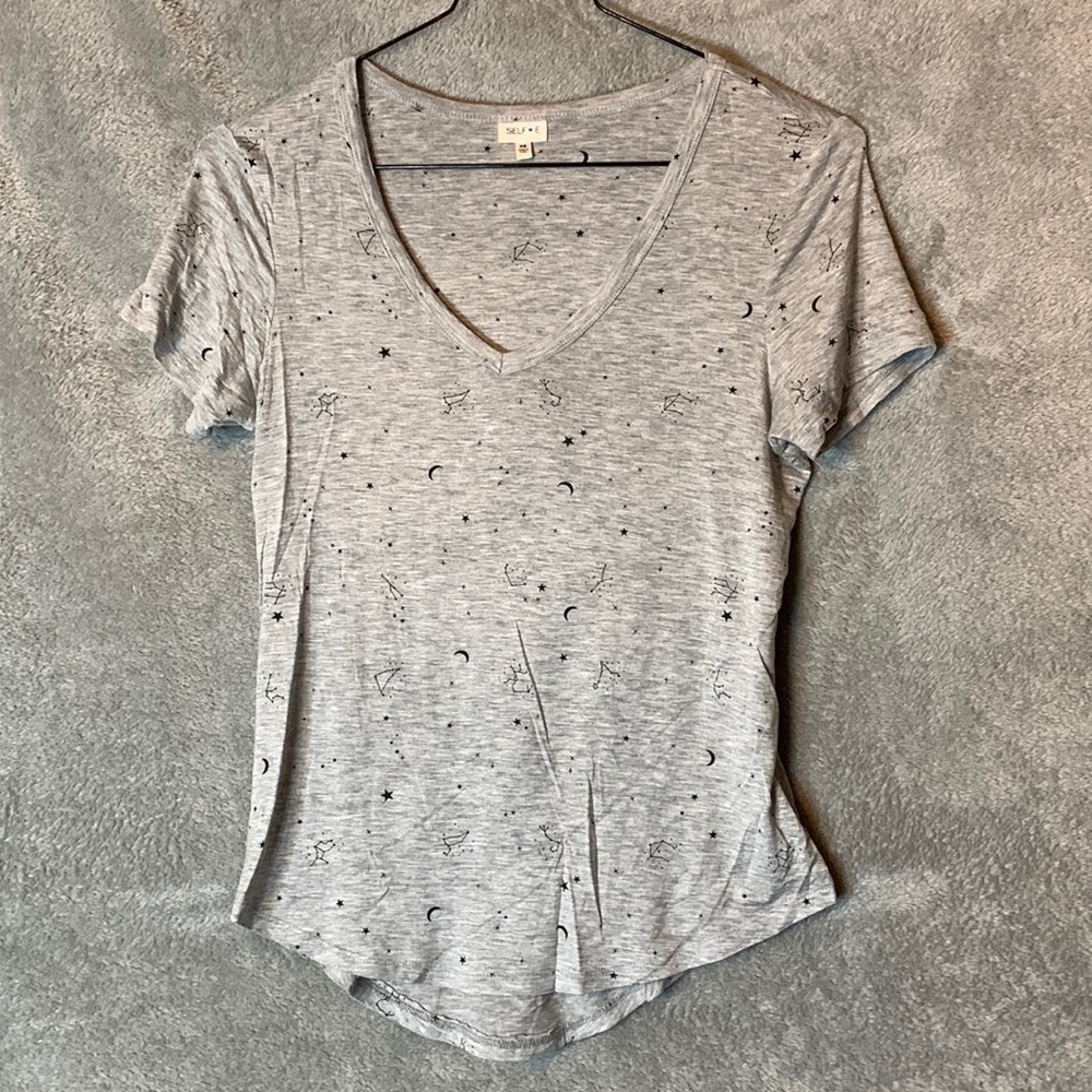 Selfie Celestial Graphic Top Zodiac Moon & Star Print